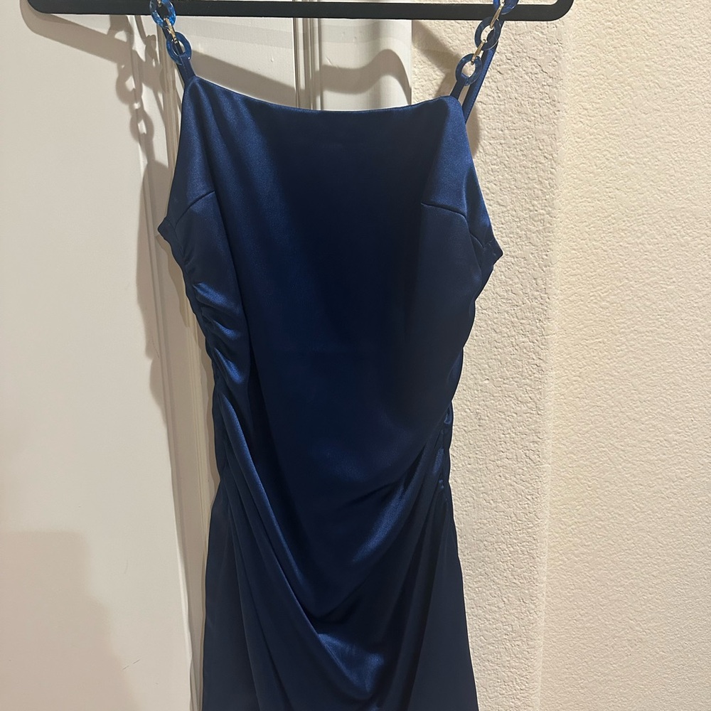 Elegant Blue Satin Dress